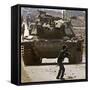 Palestinian Stone Thrower Faces an Israeli Tank, Between Israel and the Gaza Strip-null-Framed Stretched Canvas