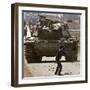 Palestinian Stone Thrower Faces an Israeli Tank, Between Israel and the Gaza Strip-null-Framed Photographic Print