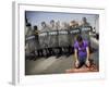 Palestinian Worshipper Prays Outside Jerusalem's Old City While Israeli Forces Stand Guard-null-Framed Photographic Print