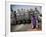 Palestinian Worshipper Prays Outside Jerusalem's Old City While Israeli Forces Stand Guard-null-Framed Photographic Print