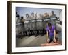 Palestinian Worshipper Prays Outside Jerusalem's Old City While Israeli Forces Stand Guard-null-Framed Photographic Print