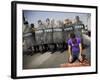 Palestinian Worshipper Prays Outside Jerusalem's Old City While Israeli Forces Stand Guard-null-Framed Photographic Print