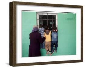 Palestinians Listen from Outside to a Music Band in a Mosque, During Celebrations Marking Nebi Musa-null-Framed Photographic Print