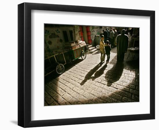 Palestinians Make their Way to the Al Aqsa Mosque Compound for Traditional Muslim Friday Prayers-null-Framed Photographic Print