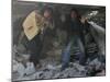 Palestinians Next to a Body, Killed During the Israeli Army Operation in Gaza-null-Mounted Photographic Print