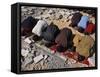 Palestinians Pray in Rubble of Mosque Destroyed in Israeli Military Offensive, Northern Gaza Strip-null-Framed Stretched Canvas