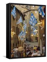 Palio Banquet for Members of the Onda (Wave) Contrada, Siena, Tuscany, Italy, Europe-Ruth Tomlinson-Framed Stretched Canvas