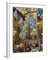 Palio Banquet for Members of the Onda (Wave) Contrada, Siena, Tuscany, Italy, Europe-Ruth Tomlinson-Framed Photographic Print