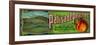 Palisade, Colorado - Palisade Peach Label-Lantern Press-Framed Premium Giclee Print