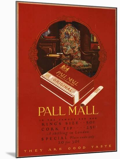 Pall Mall, Magazine Advertisement, UK, 1920-null-Mounted Giclee Print