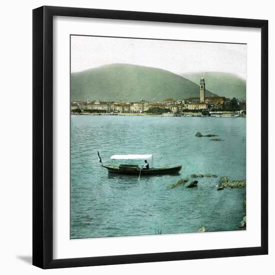 Pallanza (Italy), Boat on the Lago Maggiore-Leon, Levy et Fils-Framed Photographic Print