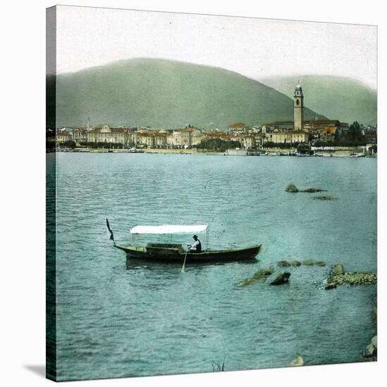 Pallanza (Italy), Boat on the Lago Maggiore-Leon, Levy et Fils-Stretched Canvas