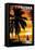 Palm and Sunset - Aloha - Scratchboard-Lantern Press-Framed Stretched Canvas