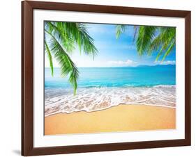 Palm and Tropical Beach-Aleksandr Ozerov-Framed Photographic Print