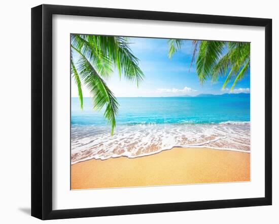 Palm and Tropical Beach-Aleksandr Ozerov-Framed Photographic Print