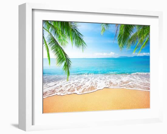 Palm and Tropical Beach-Aleksandr Ozerov-Framed Photographic Print