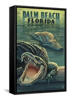 Palm Beach, Florida - Alligator Scene-Lantern Press-Framed Stretched Canvas