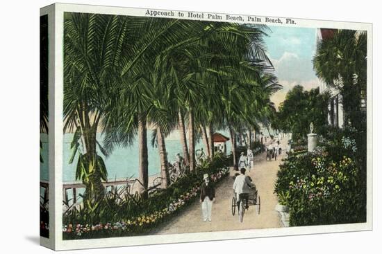 Palm Beach, Florida - Approach to Hotel Palm Beach Scene-Lantern Press-Stretched Canvas