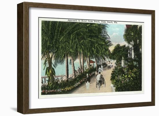 Palm Beach, Florida - Approach to Hotel Palm Beach Scene-Lantern Press-Framed Art Print