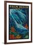 Palm Beach, Florida - Dolphins Paper Mosaic-Lantern Press-Framed Art Print