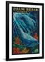 Palm Beach, Florida - Dolphins Paper Mosaic-Lantern Press-Framed Art Print