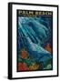 Palm Beach, Florida - Dolphins Paper Mosaic-Lantern Press-Framed Art Print