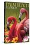 Palm Beach, Florida - Flamingos-Lantern Press-Stretched Canvas