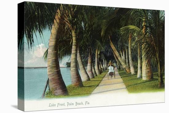 Palm Beach, Florida - Lake Front Scene-Lantern Press-Stretched Canvas