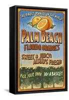 Palm Beach, Florida - Orange Grove Vintage Sign-Lantern Press-Framed Stretched Canvas
