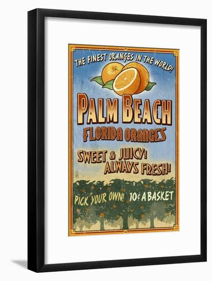 Palm Beach, Florida - Orange Grove Vintage Sign-Lantern Press-Framed Art Print