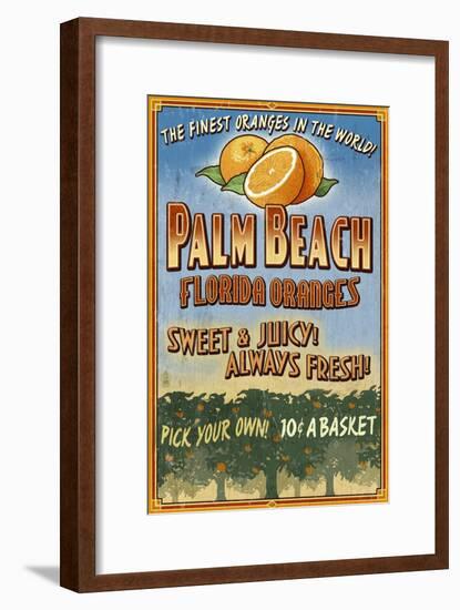 Palm Beach, Florida - Orange Grove Vintage Sign-Lantern Press-Framed Art Print