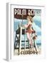 Palm Beach, Florida - Pinup Girl Lifeguard-Lantern Press-Framed Art Print