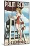 Palm Beach, Florida - Pinup Girl Lifeguard-Lantern Press-Mounted Art Print