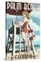 Palm Beach, Florida - Pinup Girl Lifeguard-Lantern Press-Stretched Canvas