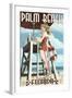 Palm Beach, Florida - Pinup Girl Lifeguard-Lantern Press-Framed Art Print