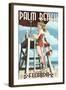 Palm Beach, Florida - Pinup Girl Lifeguard-Lantern Press-Framed Art Print