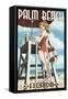 Palm Beach, Florida - Pinup Girl Lifeguard-Lantern Press-Framed Stretched Canvas