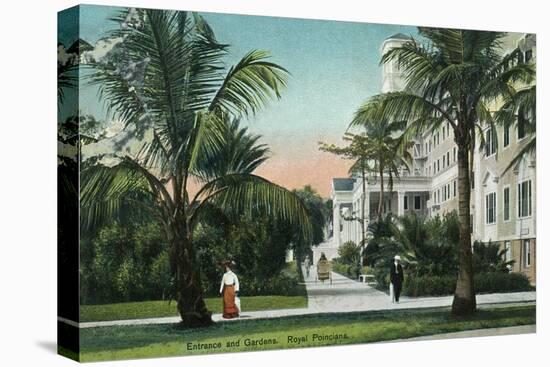 Palm Beach, Florida - Royal Poinciana Entrance and Grounds View-Lantern Press-Stretched Canvas