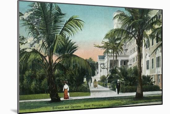 Palm Beach, Florida - Royal Poinciana Entrance and Grounds View-Lantern Press-Mounted Art Print