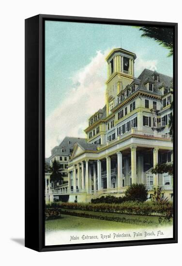 Palm Beach, Florida - Royal Poinciana Main Entrance View-Lantern Press-Framed Stretched Canvas
