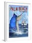 Palm Beach, Florida - Sailfish Scene-Lantern Press-Framed Art Print