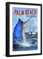 Palm Beach, Florida - Sailfish Scene-Lantern Press-Framed Art Print