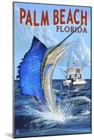 Palm Beach, Florida - Sailfish Scene-Lantern Press-Mounted Art Print