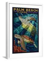 Palm Beach, Florida - Sea Turtle Paper Mosaic-Lantern Press-Framed Art Print