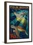 Palm Beach, Florida - Sea Turtle Paper Mosaic-Lantern Press-Framed Art Print
