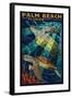 Palm Beach, Florida - Sea Turtle Paper Mosaic-Lantern Press-Framed Art Print