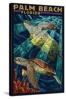 Palm Beach, Florida - Sea Turtle Paper Mosaic-Lantern Press-Stretched Canvas