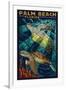 Palm Beach, Florida - Sea Turtle Paper Mosaic-Lantern Press-Framed Art Print
