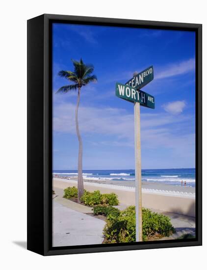 Palm Beach, Florida, USA. Signpost-Fraser Hall-Framed Stretched Canvas