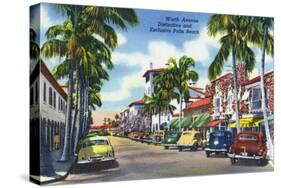 Palm Beach, Florida - View Down Worth Avenue-Lantern Press-Stretched Canvas